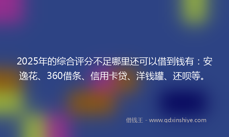 2025年的综合评分不足哪里还可以借到钱有：安逸花、360借条、信用卡贷、洋钱罐、还呗等。
