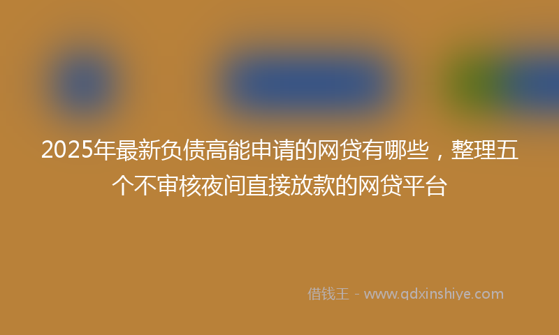 2025年最新负债高能申请的网贷有哪些，整理五个不审核夜间直接放款的网贷平台