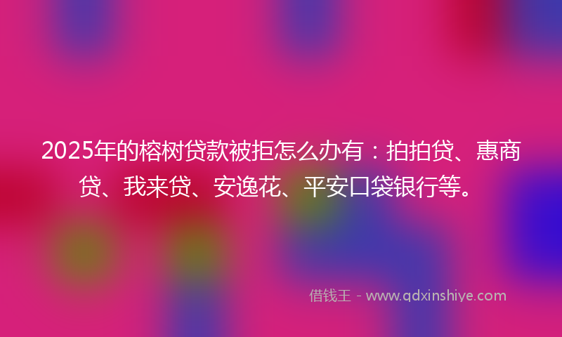 2025年的榕树贷款被拒怎么办有：拍拍贷、惠商贷、我来贷、安逸花、平安口袋银行等。