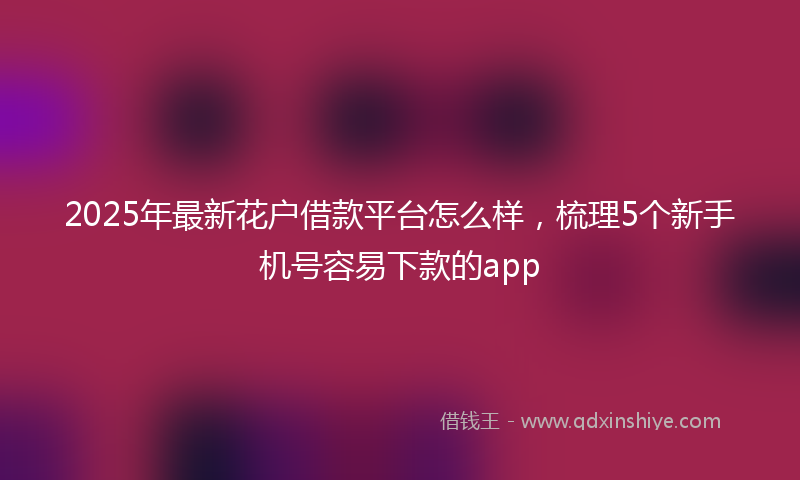 2025年最新花户借款平台怎么样，梳理5个新手机号容易下款的app