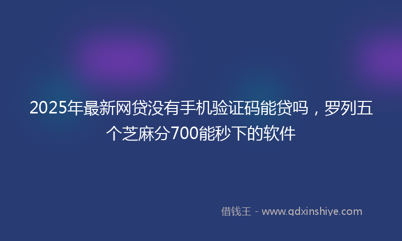 2025年最新网贷没有手机验证码能贷吗，罗列五个芝麻分700能秒下的软件