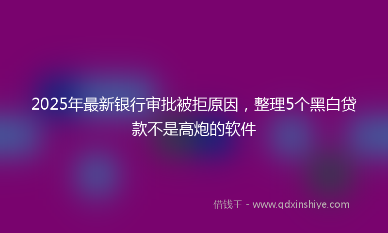 2025年最新银行审批被拒原因，整理5个黑白贷款不是高炮的软件