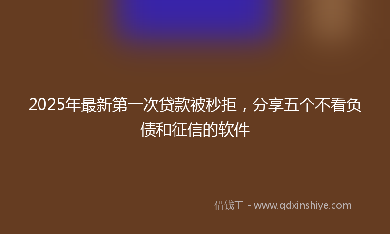 2025年最新第一次贷款被秒拒，分享五个不看负债和征信的软件