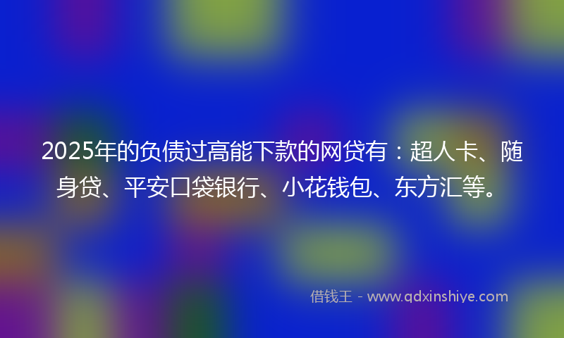 2025年的负债过高能下款的网贷有：超人卡、随身贷、平安口袋银行、小花钱包、东方汇等。
