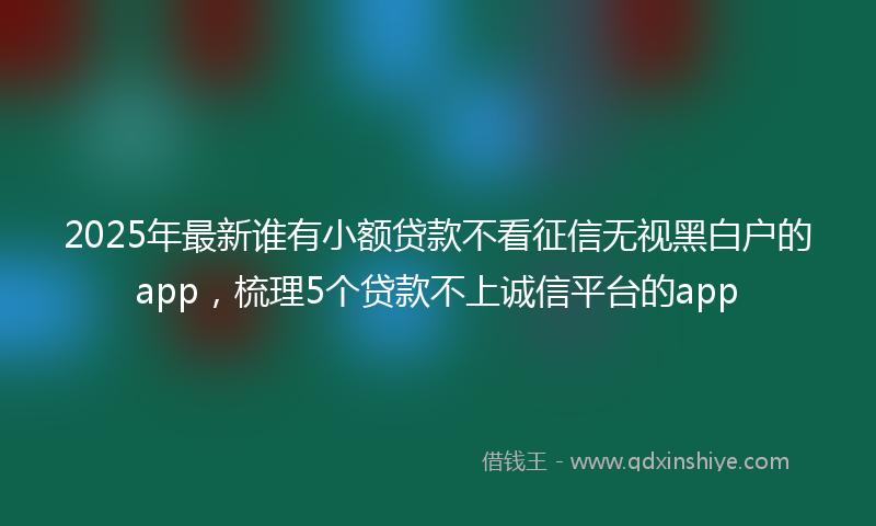2025年最新谁有小额贷款不看征信无视黑白户的app，梳理5个贷款不上诚信平台的app