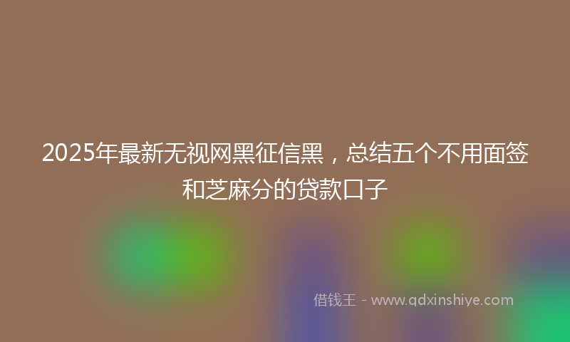2025年最新无视网黑征信黑，总结五个不用面签和芝麻分的贷款口子