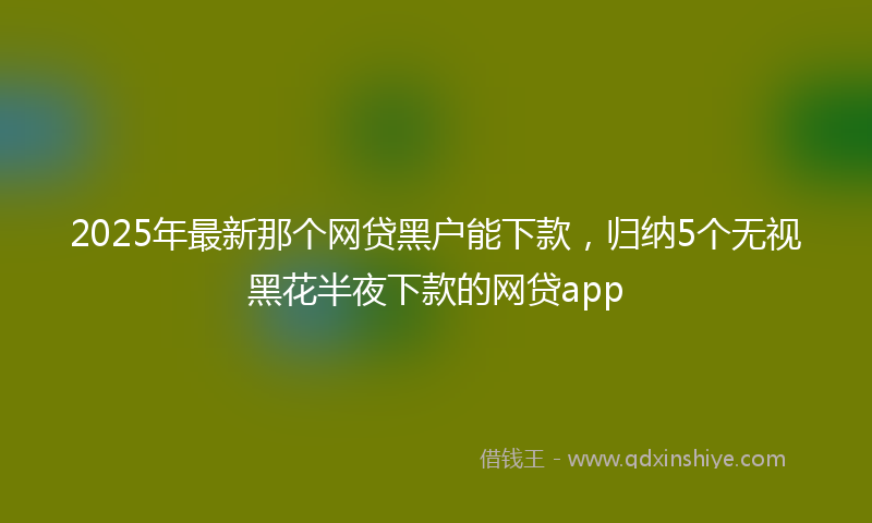 2025年最新那个网贷黑户能下款，归纳5个无视黑花半夜下款的网贷app