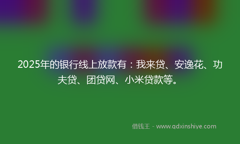 2025年的银行线上放款有：我来贷、安逸花、功夫贷、团贷网、小米贷款等。