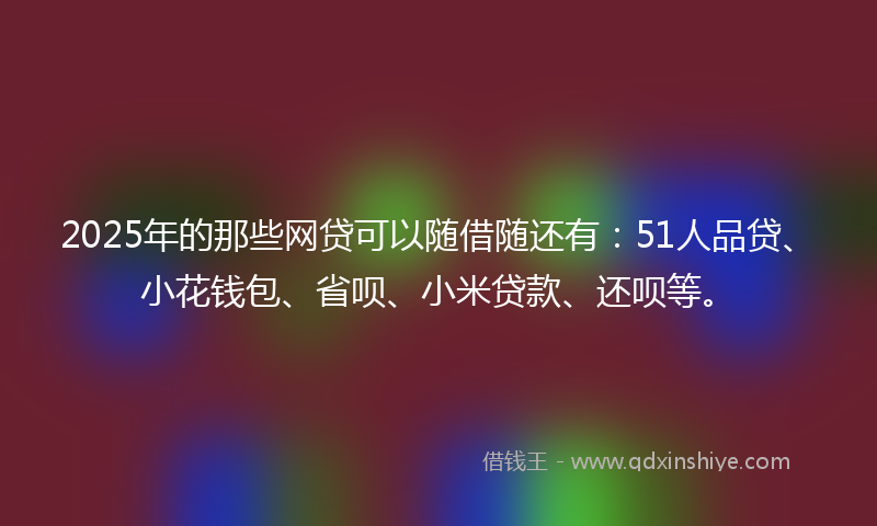2025年的那些网贷可以随借随还有：51人品贷、小花钱包、省呗、小米贷款、还呗等。