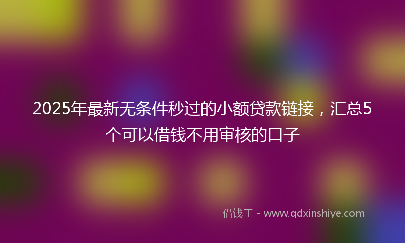 2025年最新无条件秒过的小额贷款链接，汇总5个可以借钱不用审核的口子