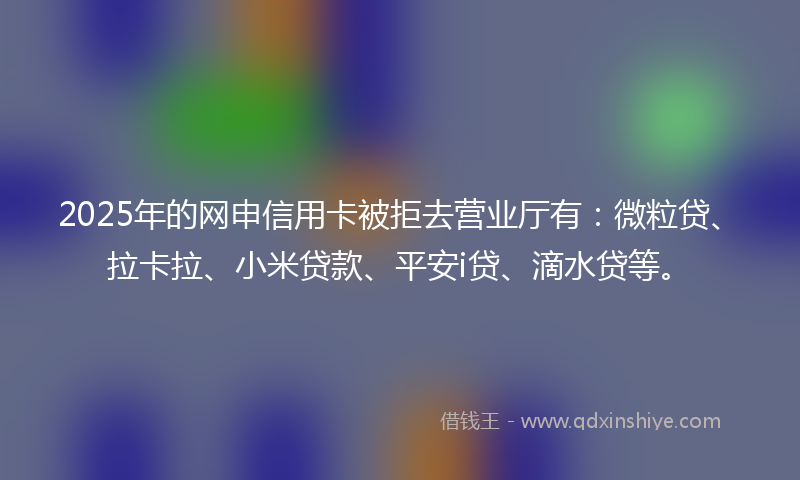 2025年的网申信用卡被拒去营业厅有：微粒贷、拉卡拉、小米贷款、平安i贷、滴水贷等。