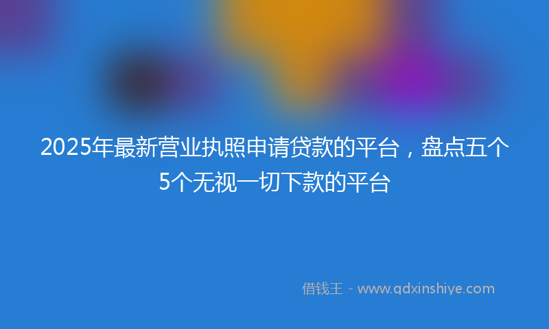 2025年最新营业执照申请贷款的平台，盘点五个5个无视一切下款的平台