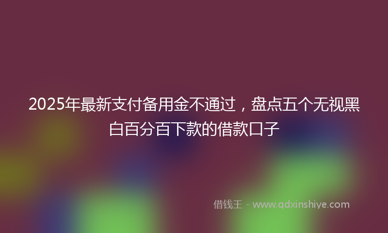 2025年最新支付备用金不通过，盘点五个无视黑白百分百下款的借款口子