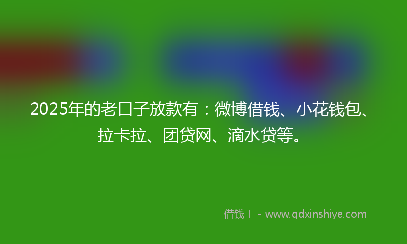 2025年的老口子放款有：微博借钱、小花钱包、拉卡拉、团贷网、滴水贷等。