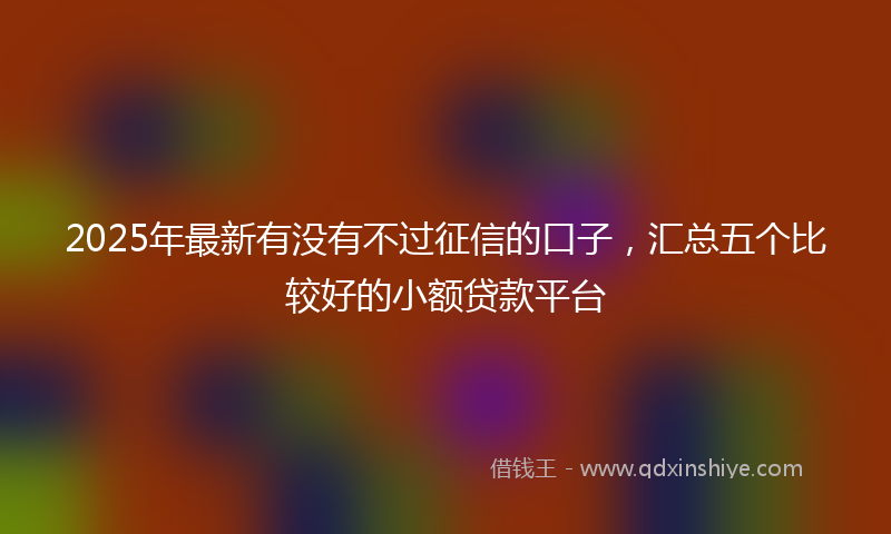 2025年最新有没有不过征信的口子，汇总五个比较好的小额贷款平台