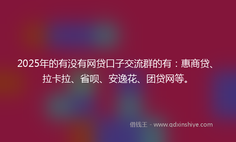 2025年的有没有网贷口子交流群的有：惠商贷、拉卡拉、省呗、安逸花、团贷网等。