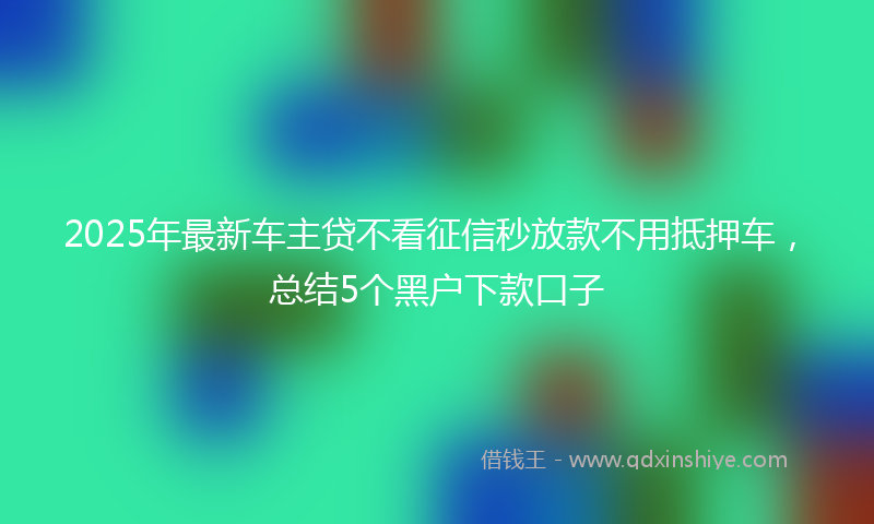2025年最新车主贷不看征信秒放款不用抵押车，总结5个黑户下款口子
