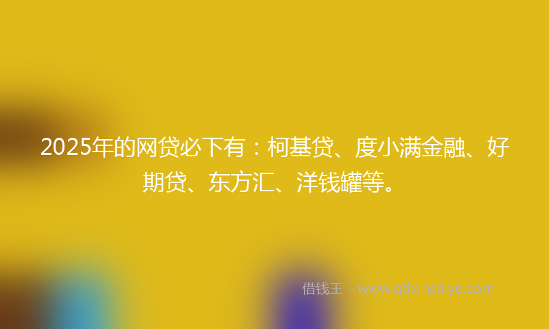 2025年的网贷必下有：柯基贷、度小满金融、好期贷、东方汇、洋钱罐等。
