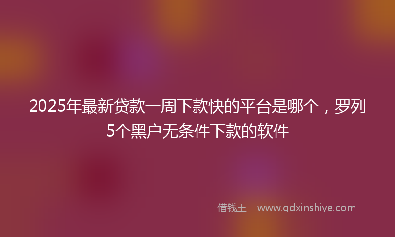 2025年最新贷款一周下款快的平台是哪个，罗列5个黑户无条件下款的软件