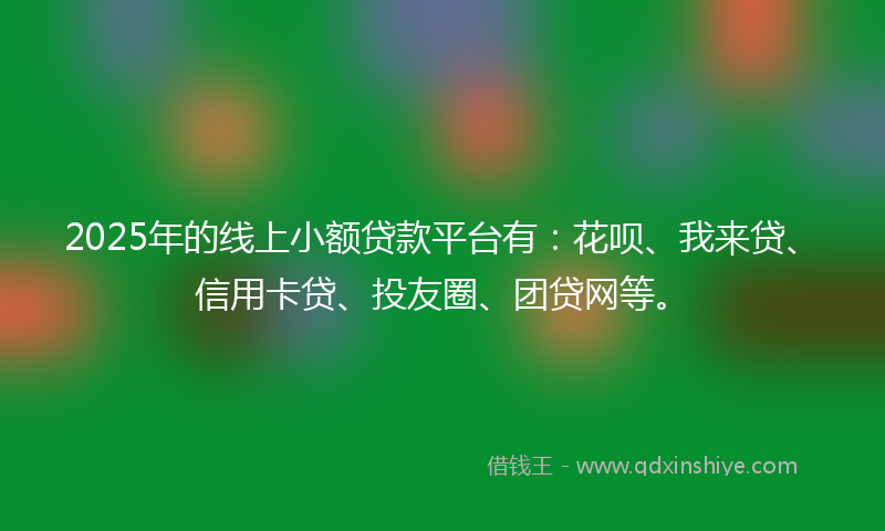 2025年的线上小额贷款平台有：花呗、我来贷、信用卡贷、投友圈、团贷网等。