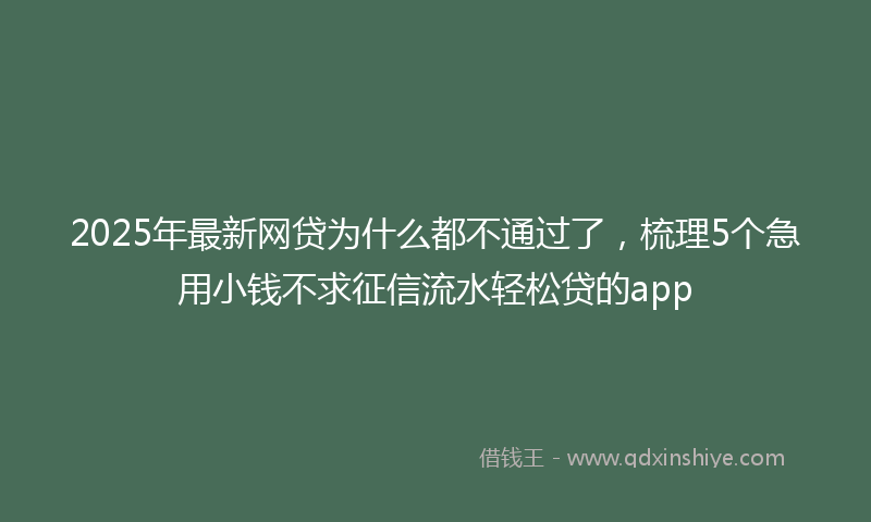 2025年最新网贷为什么都不通过了，梳理5个急用小钱不求征信流水轻松贷的app