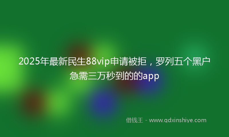 2025年最新民生88vip申请被拒，罗列五个黑户急需三万秒到的的app