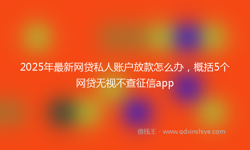 2025年最新网贷私人账户放款怎么办，概括5个网贷无视不查征信app