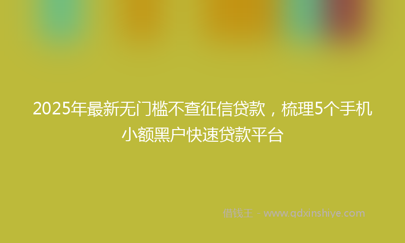 2025年最新无门槛不查征信贷款，梳理5个手机小额黑户快速贷款平台