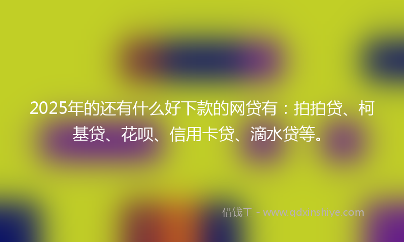 2025年的还有什么好下款的网贷有：拍拍贷、柯基贷、花呗、信用卡贷、滴水贷等。