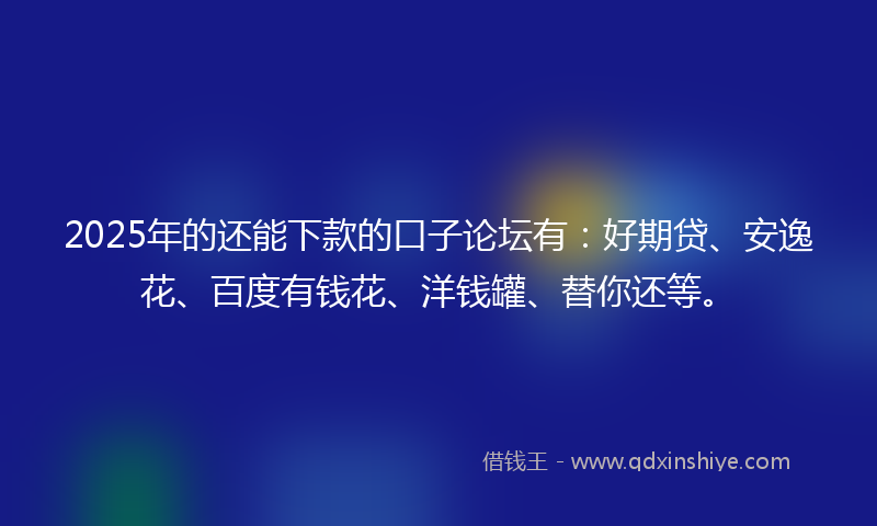 2025年的还能下款的口子论坛有：好期贷、安逸花、百度有钱花、洋钱罐、替你还等。