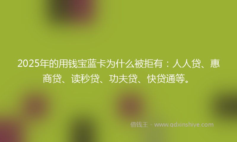 2025年的用钱宝蓝卡为什么被拒有：人人贷、惠商贷、读秒贷、功夫贷、快贷通等。