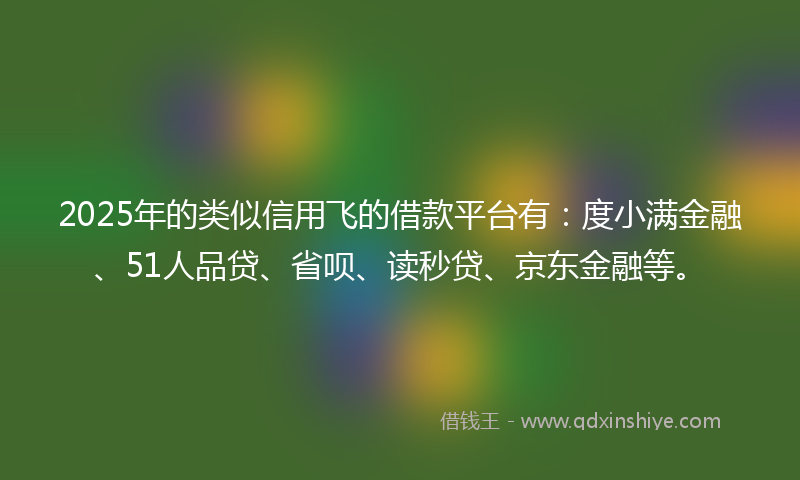 2025年的类似信用飞的借款平台有：度小满金融、51人品贷、省呗、读秒贷、京东金融等。