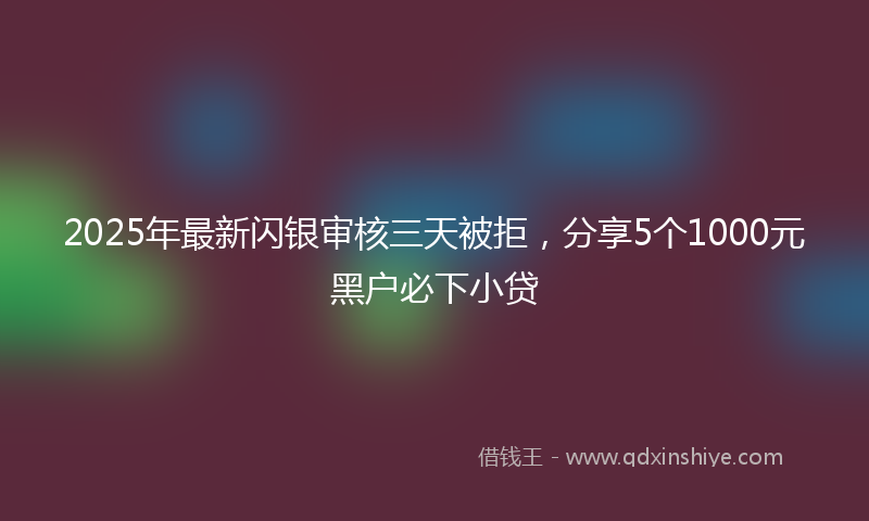 2025年最新闪银审核三天被拒，分享5个1000元黑户必下小贷