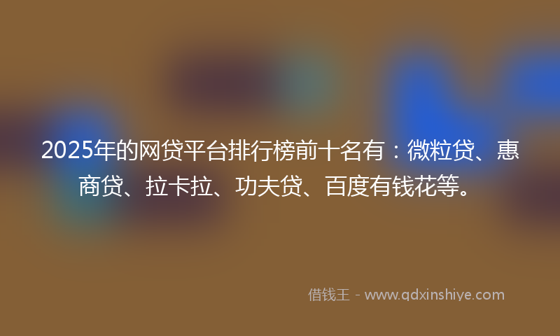 2025年的网贷平台排行榜前十名有：微粒贷、惠商贷、拉卡拉、功夫贷、百度有钱花等。