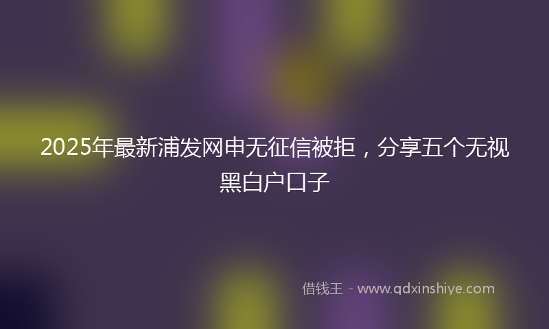 2025年最新浦发网申无征信被拒，分享五个无视黑白户口子