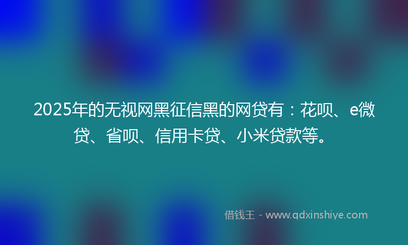 2025年的无视网黑征信黑的网贷有：花呗、e微贷、省呗、信用卡贷、小米贷款等。
