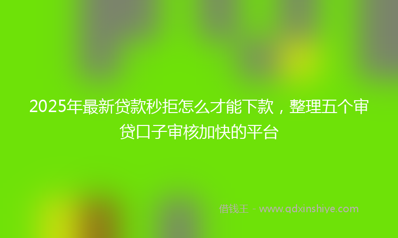 2025年最新贷款秒拒怎么才能下款，整理五个审贷口子审核加快的平台