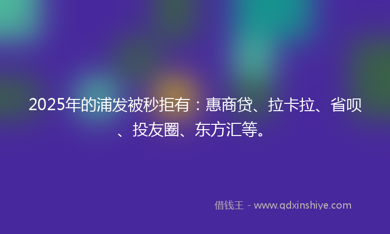2025年的浦发被秒拒有：惠商贷、拉卡拉、省呗、投友圈、东方汇等。