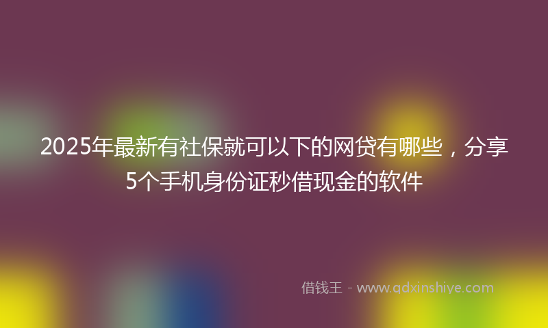 2025年最新有社保就可以下的网贷有哪些，分享5个手机身份证秒借现金的软件