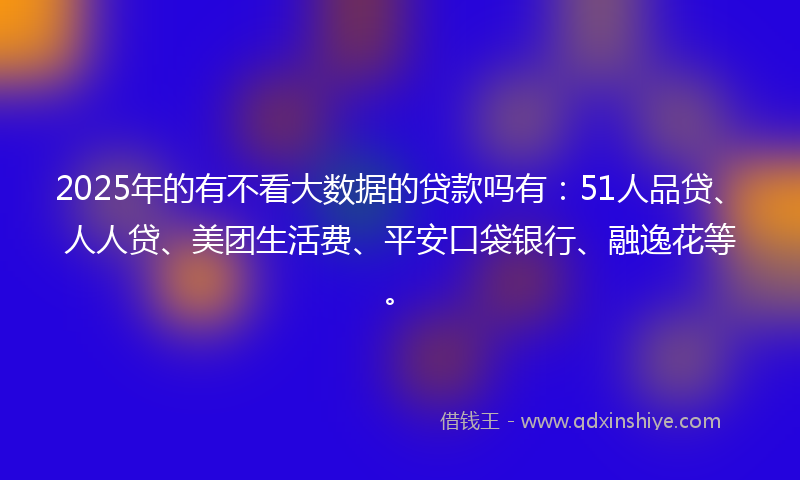 2025年的有不看大数据的贷款吗有：51人品贷、人人贷、美团生活费、平安口袋银行、融逸花等。