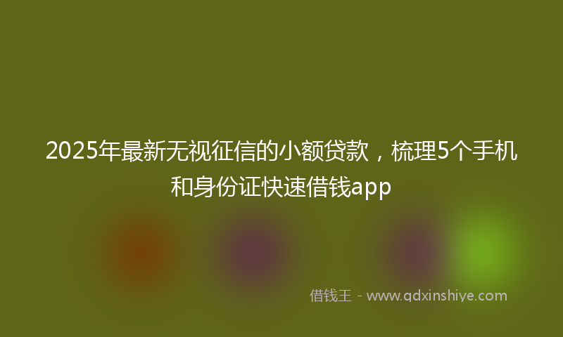 2025年最新无视征信的小额贷款，梳理5个手机和身份证快速借钱app