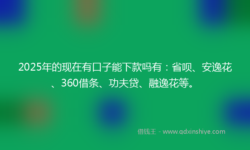 2025年的现在有口子能下款吗有：省呗、安逸花、360借条、功夫贷、融逸花等。