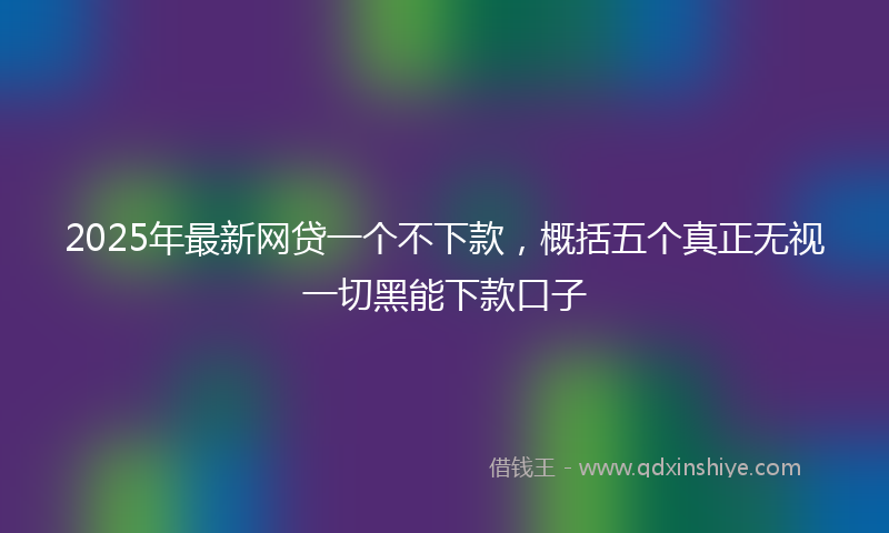 2025年最新网贷一个不下款，概括五个真正无视一切黑能下款口子