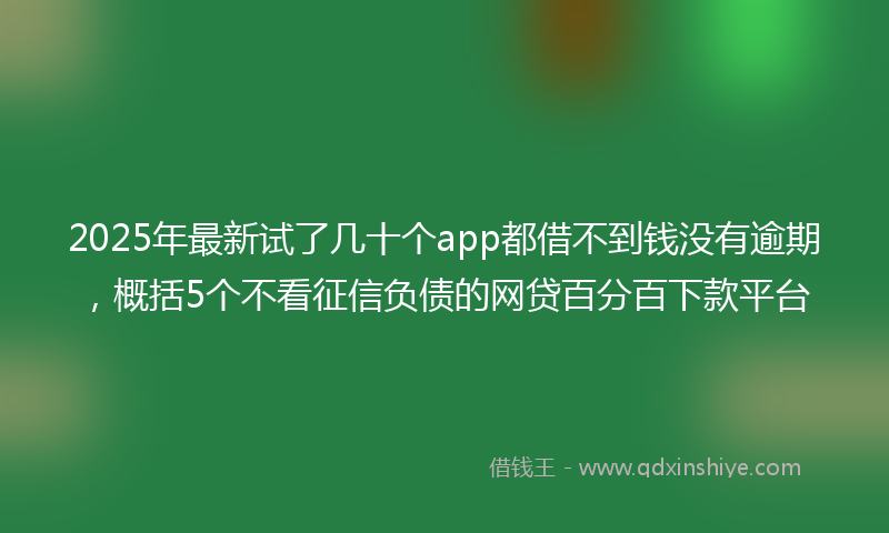 2025年最新试了几十个app都借不到钱没有逾期，概括5个不看征信负债的网贷百分百下款平台