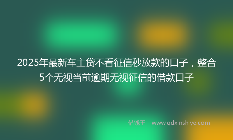 2025年最新车主贷不看征信秒放款的口子，整合5个无视当前逾期无视征信的借款口子