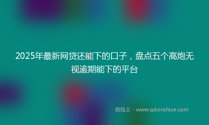2025年最新网贷还能下的口子，盘点五个高炮无视逾期能下的平台