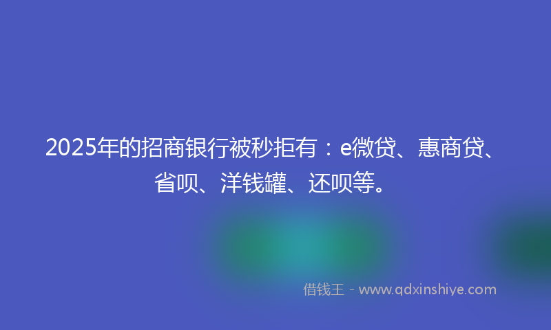 2025年的招商银行被秒拒有：e微贷、惠商贷、省呗、洋钱罐、还呗等。