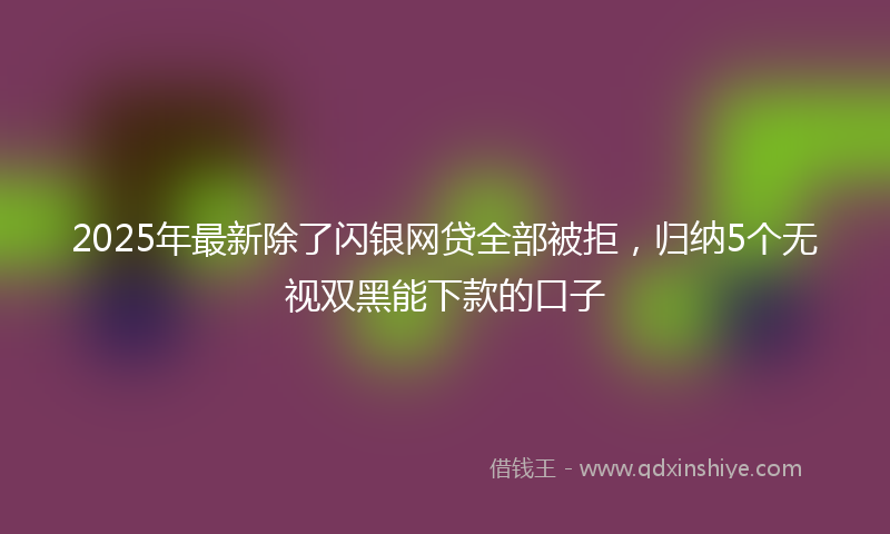 2025年最新除了闪银网贷全部被拒，归纳5个无视双黑能下款的口子