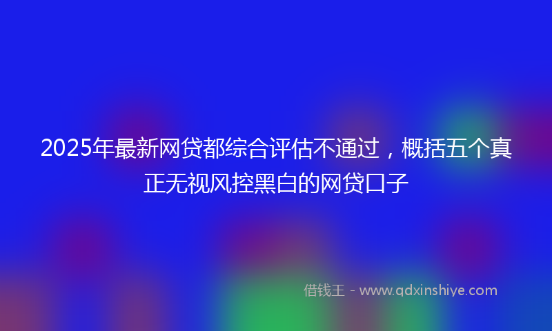 2025年最新网贷都综合评估不通过，概括五个真正无视风控黑白的网贷口子
