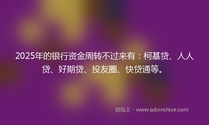 2025年的银行资金周转不过来有：柯基贷、人人贷、好期贷、投友圈、快贷通等。